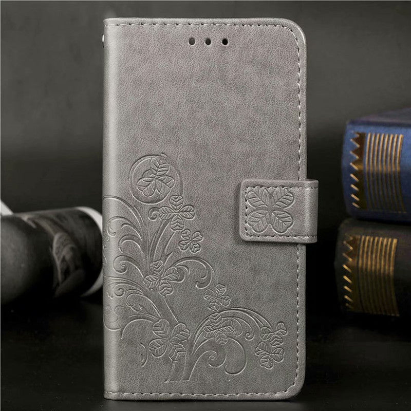 Foreign trade applicable to Google pixel 3 4 3a 4a xl lucky four-leaf clover flip wallet lanyard leather case