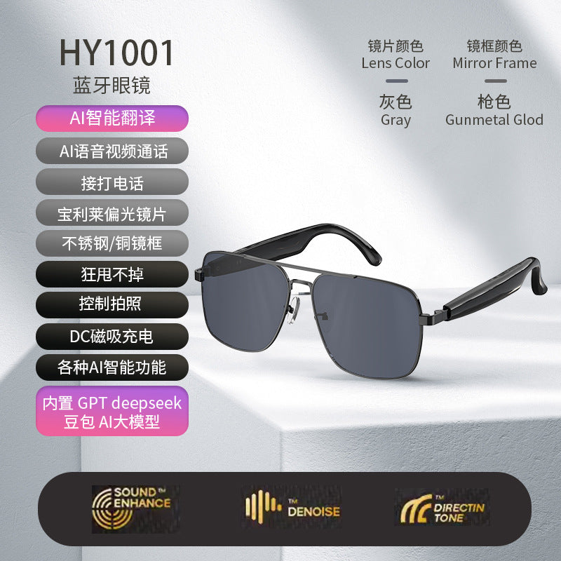 AI Smart Sunglasses – Real-Time Translation, Bluetooth Calling & Music
