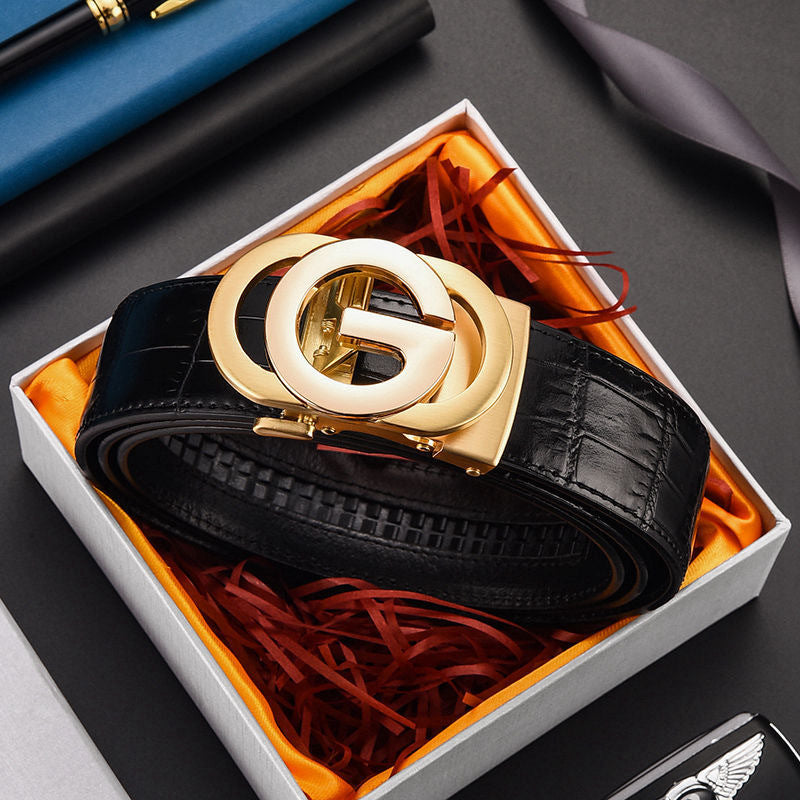 Cross-border foreign trade Hot Sale men's leather belt crocodile pattern Comfort Click belt cowhide G word pant belt fashion business simplicity