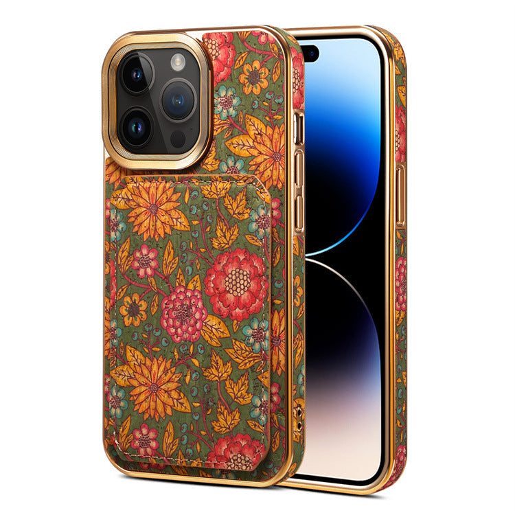 Denior foreign trade applicable iPhone15 phone case Apple 14promax drop-resistant bracket card phone case