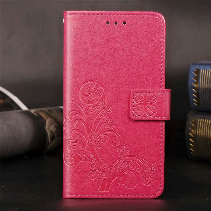 Foreign trade applicable to Google pixel 3 4 3a 4a xl lucky four-leaf clover flip wallet lanyard leather case