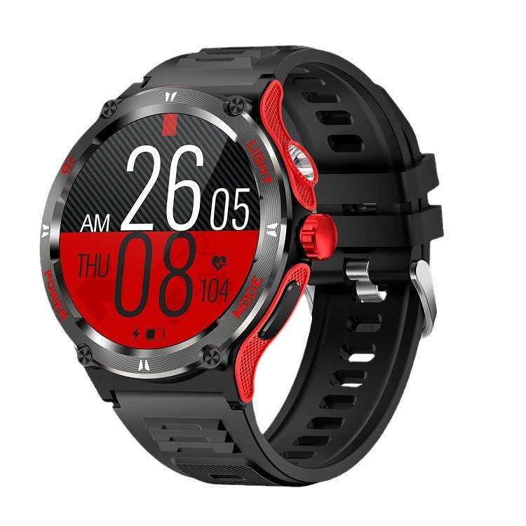 New KT76 smart watch outdoor Three-proof sports Bluetooth calling flashlight deep waterproof health monitoring