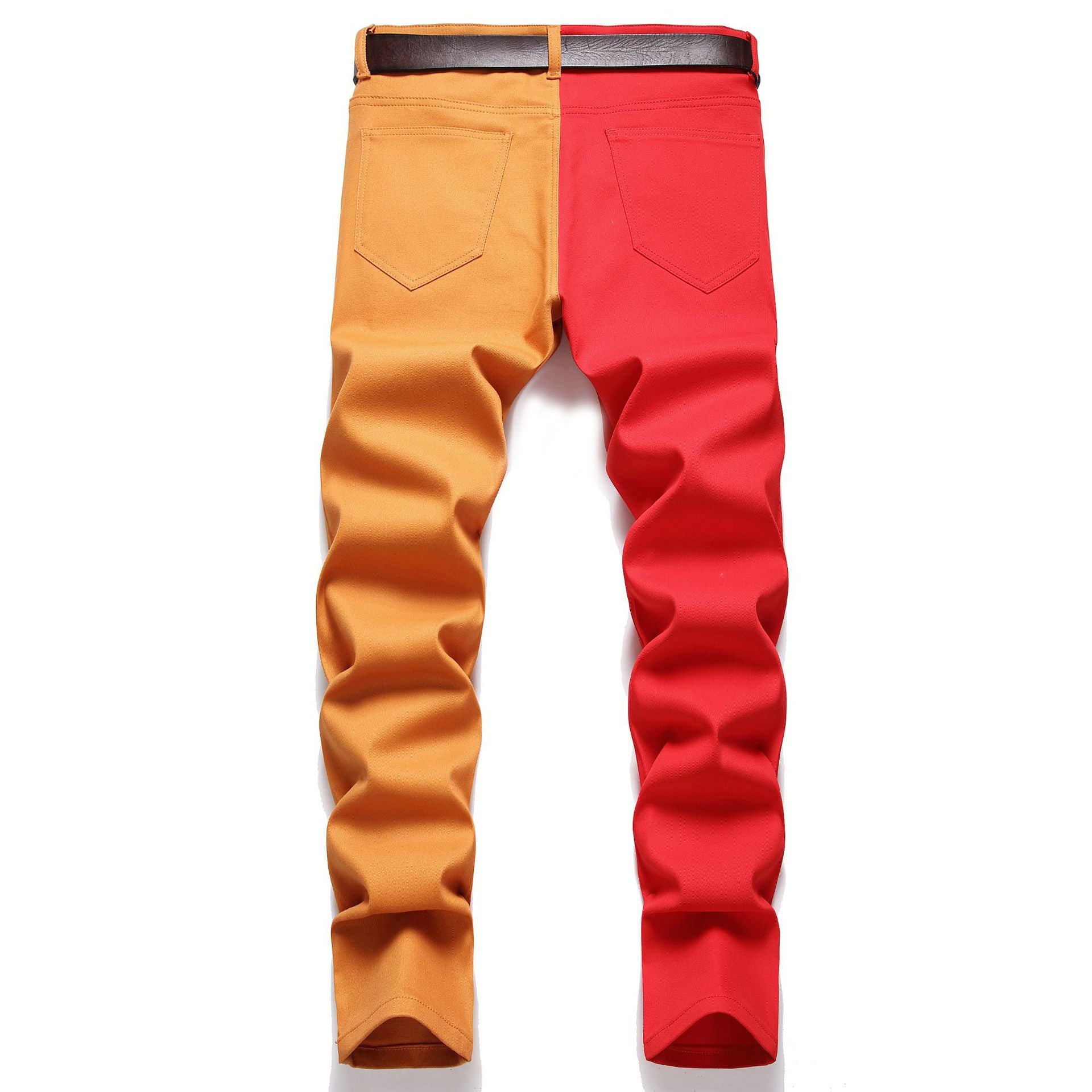 Jeans men's stitching two-color fashion trend men's denim simple personality slim men's jeans Micro