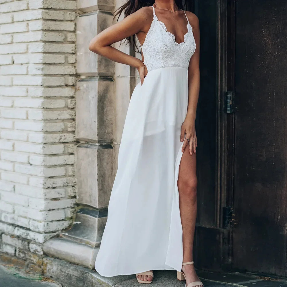 Carle popular Amazon Europe and America cross border 2024 autumn lace split backless vest camisole dress women