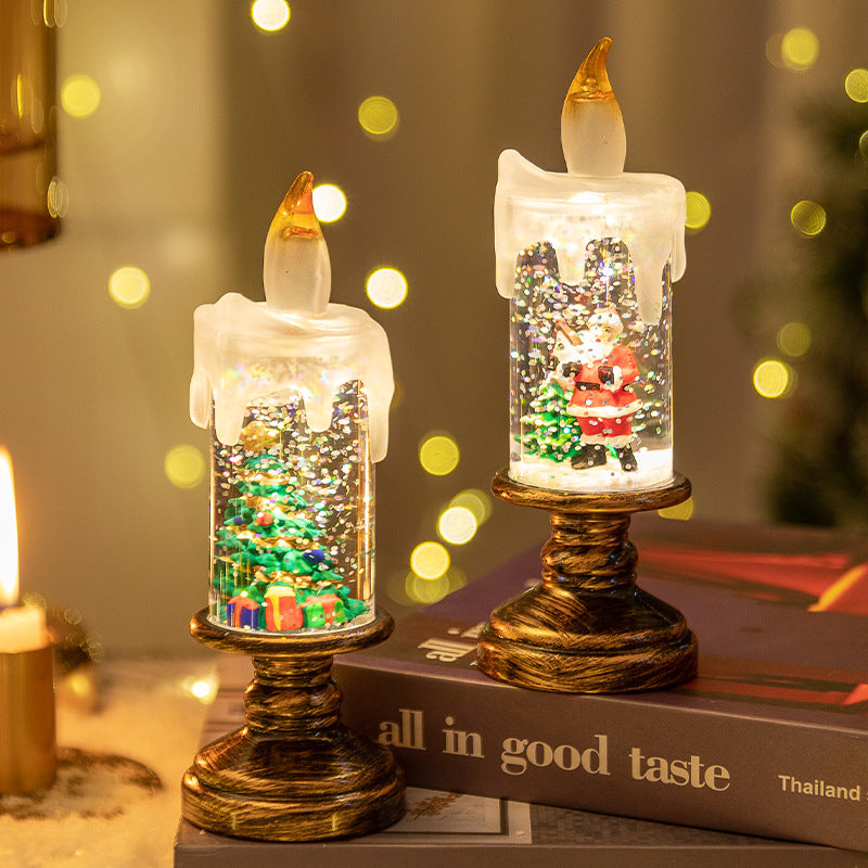 Cross-border new arrival Christmas decorations candle light snow snowflake lights Christmas crystal ball lamp creative Christmas gifts