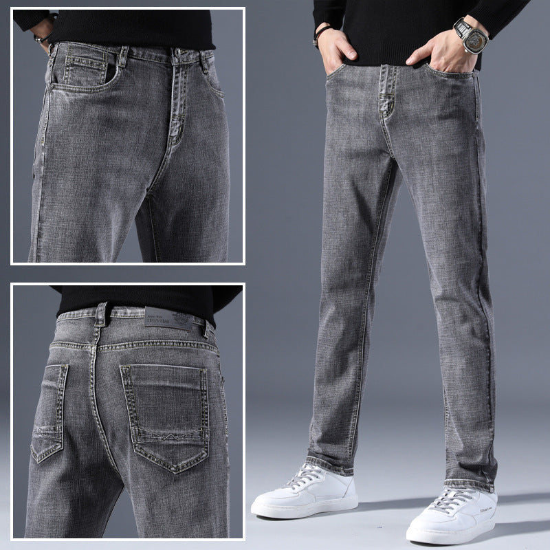 2021 autumn and winter new slim-fitting men's clothing pencil pants smoky gray jeans men's long pants men's jeans