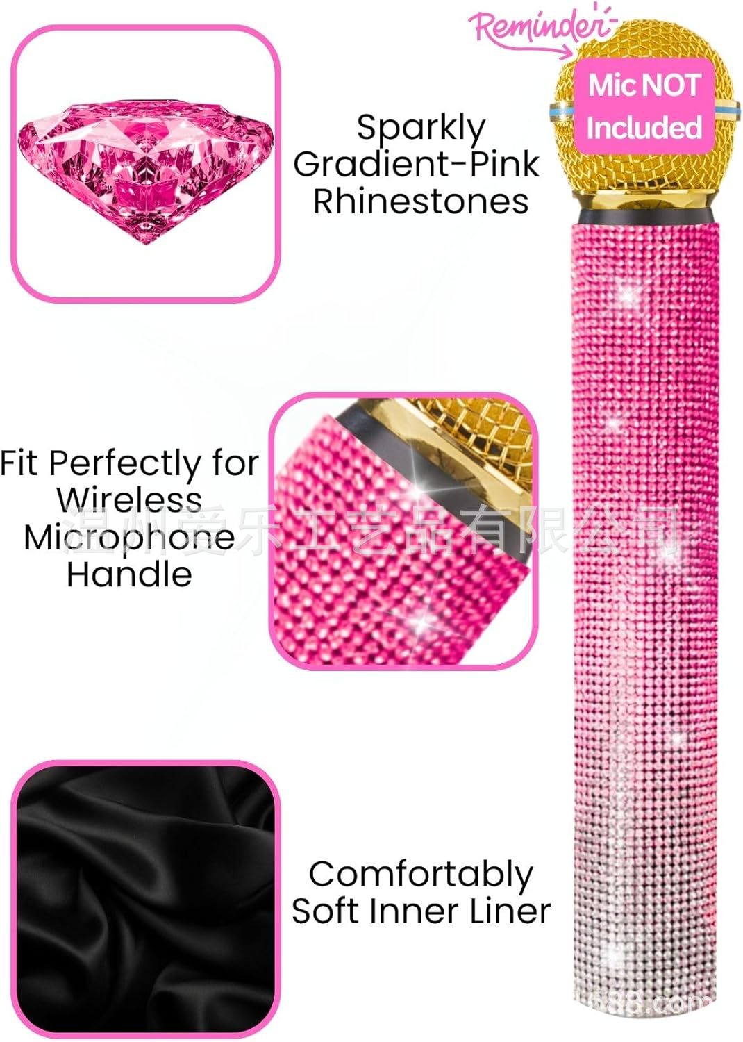 Universal wireless microphone diamond set stage performance singer host rhinestone protective cover bar microphone diamond set