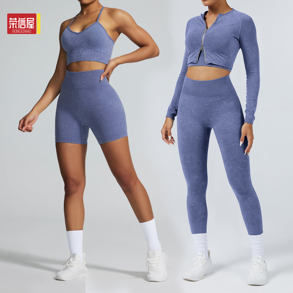 European and American Autumn Winter Tight Sports Set