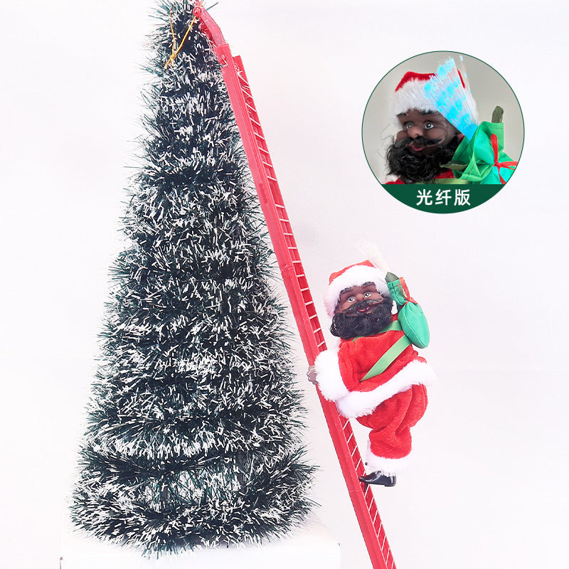 Cross-border Christmas creative gift electric Santa Claus black ladder climbing beads children's toy Christmas decoration