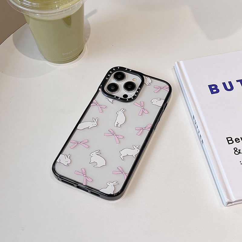 Rabbit ribbon for Apple iPhone15ProMax phone case 13 Tide brand 14pro protective case 12 drop-resistant
