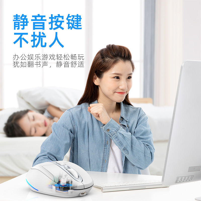 Ecat wireless Bluetooth Dual-mode mute mouse ergonomic luminous office student computer peripheral notebook