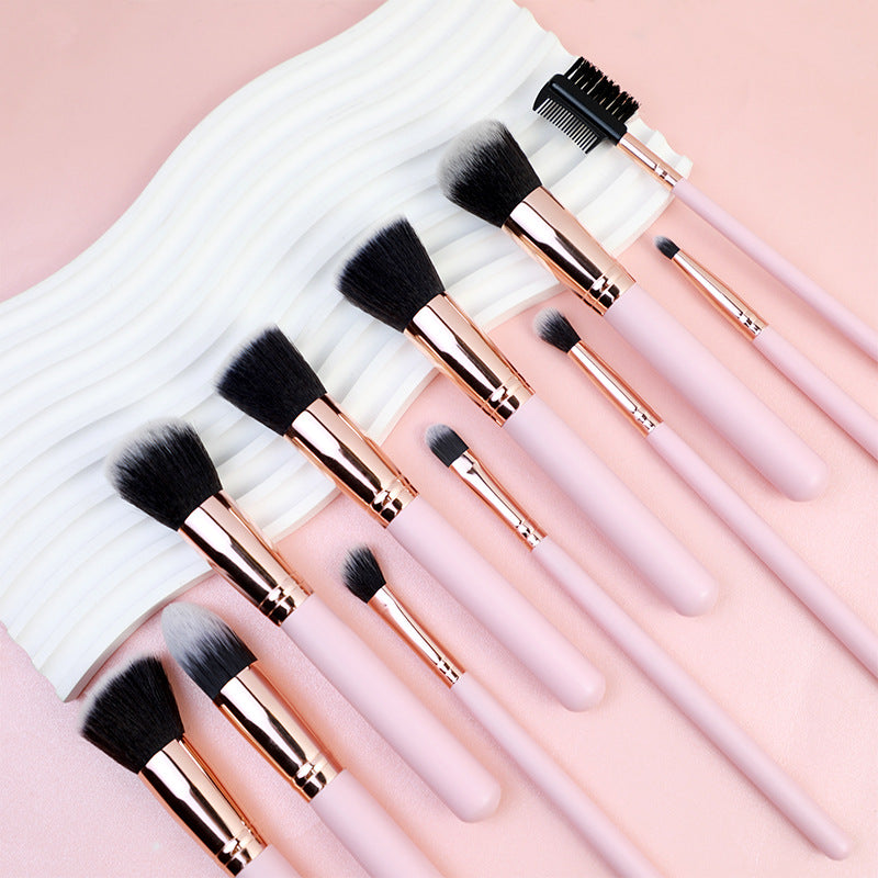 Cross-Border 16 pink makeup brushes suit rose gold makeup brush face powder foundation blush brush brow groomer makeup tools