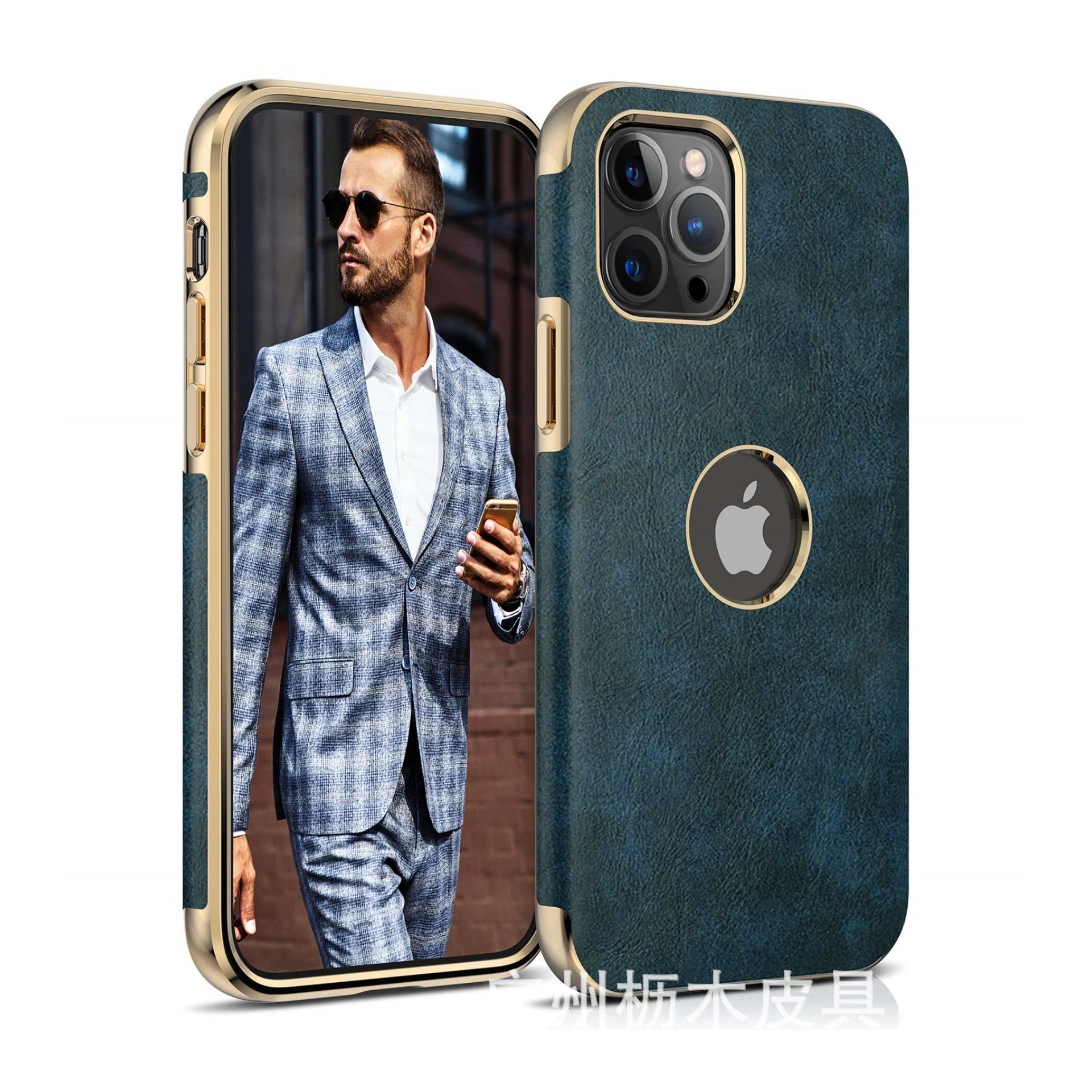 Fashion iPhone series genuine leather plating without logo mobile phone protective shell simple Apple pro All-inclusive phone case