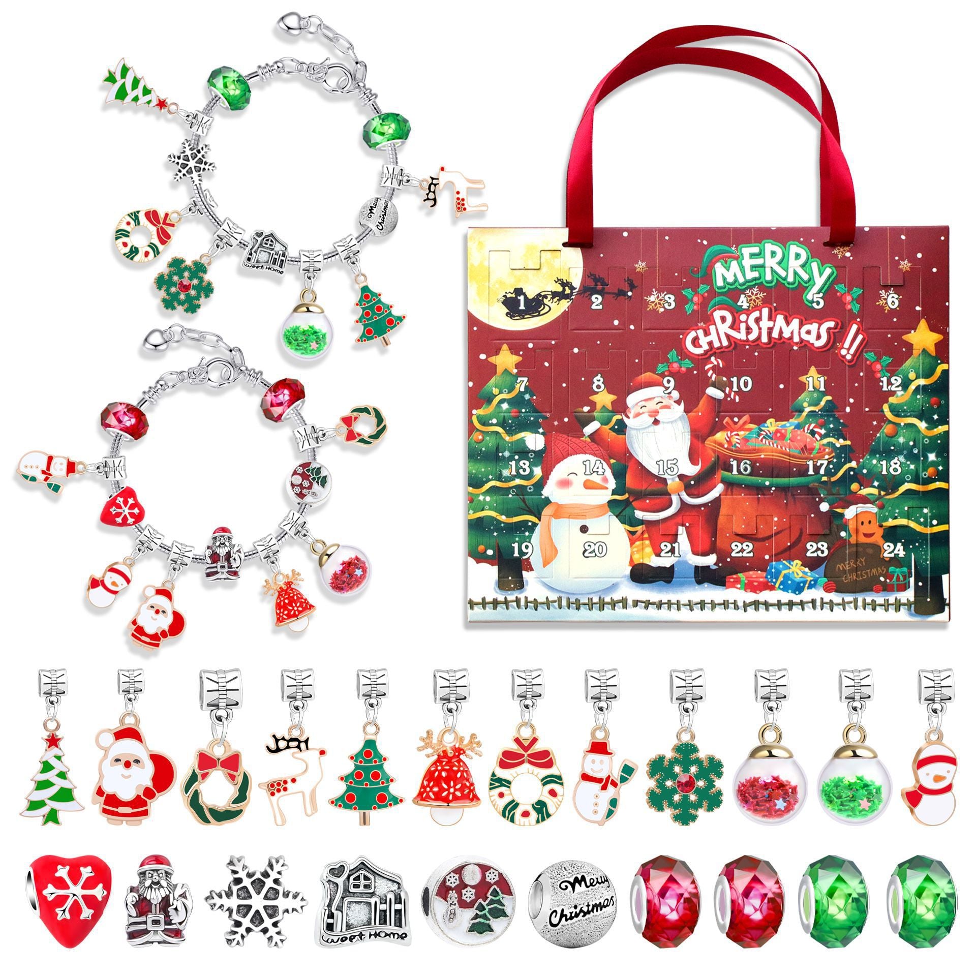 Cross-border new arrival Christmas creative blind box bracelet handmade diy24 grid educational jigsaw puzzle exquisite gift set