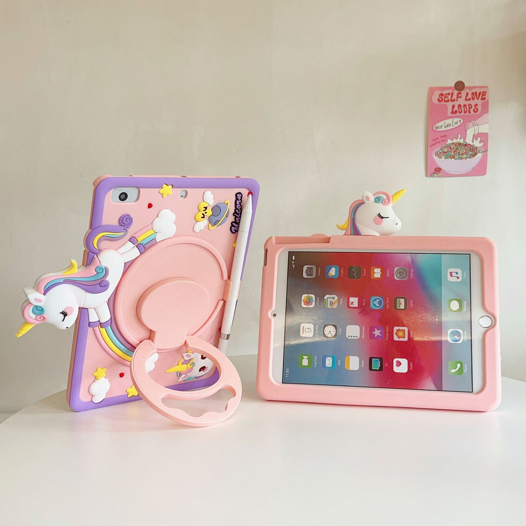 Colorful unicorn ipad10 tablet protective case 360 rotating bracket mini6 cartoon air3 drop-resistant applicable