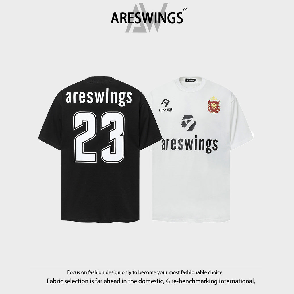 Areswings American sports style digital printing heavy short-sleeved T-shirt men's trendy loose short-sleeved 2874
