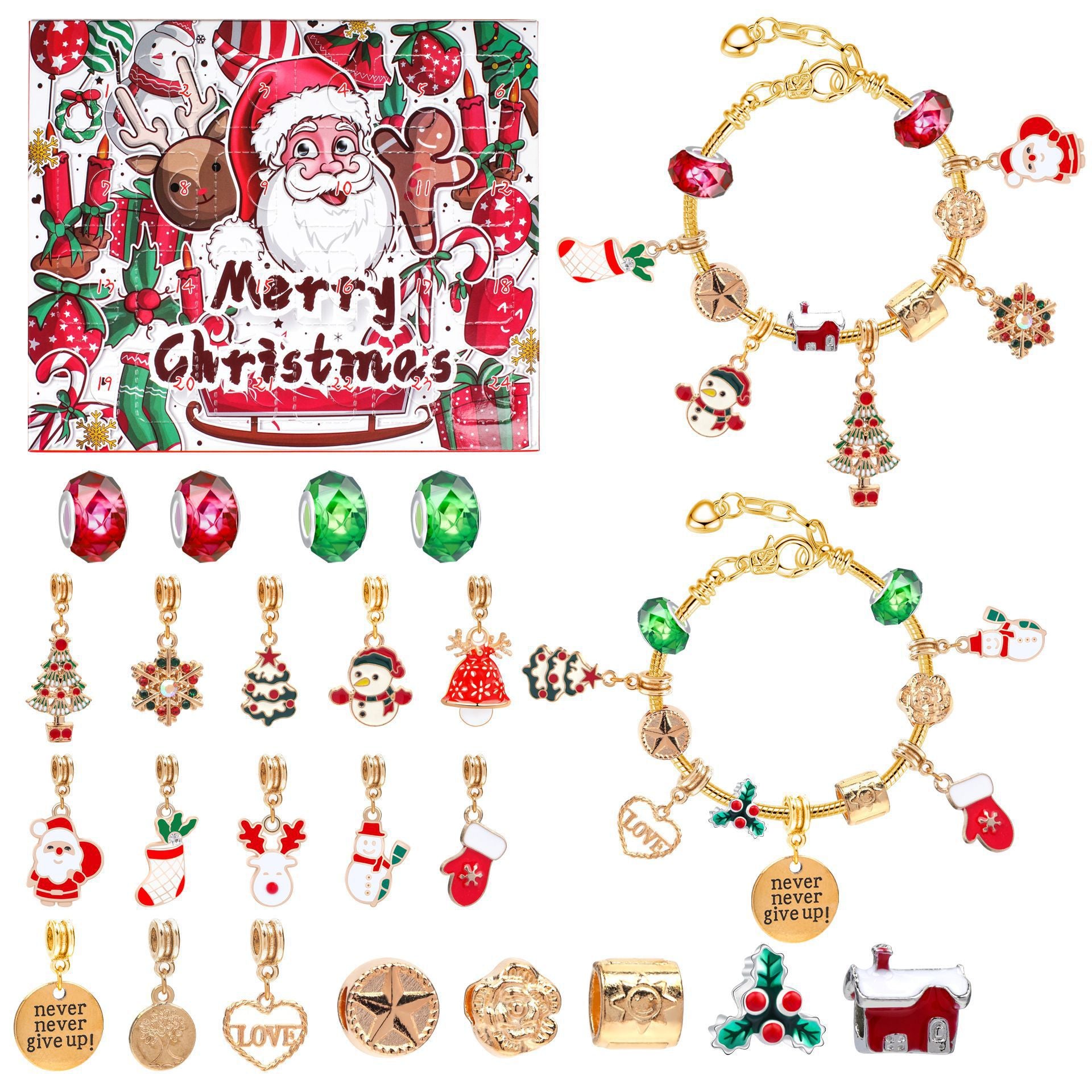 Cross-border new arrival Christmas creative blind box bracelet handmade diy24 grid educational jigsaw puzzle exquisite gift set