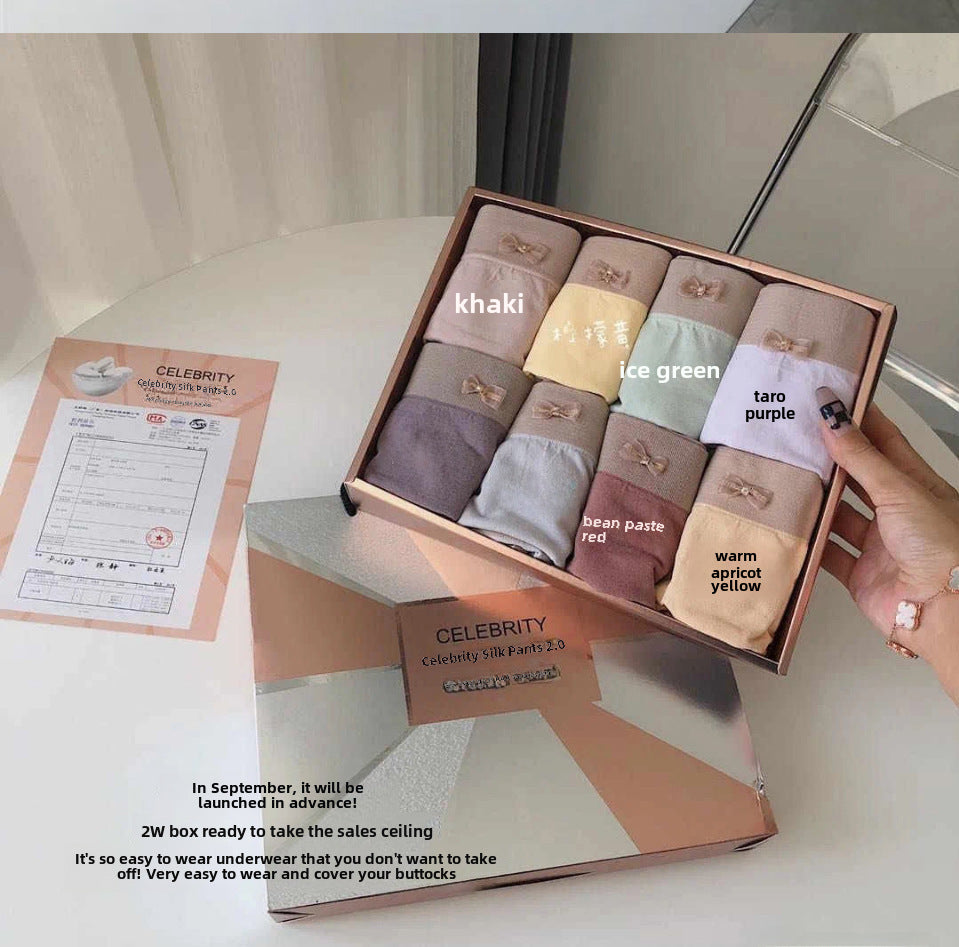 [8 gift boxes] socialite 2.0 silk moisturizing girl underwear antibacterial breathable mid-waist women's briefs