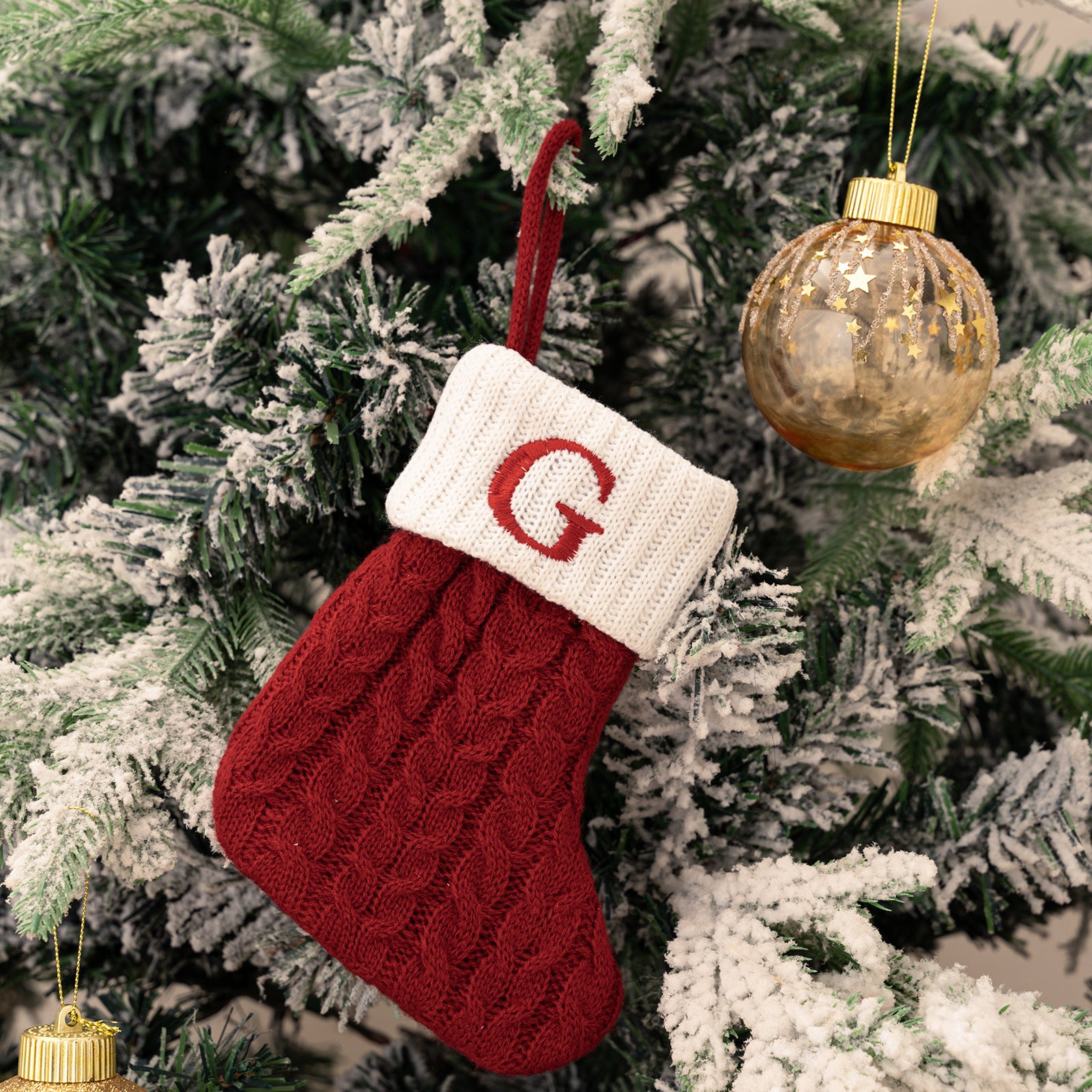 Cross-border cute letters Christmas stockings creative Christmas tree pendant Christmas style wool knitted socks decoration props