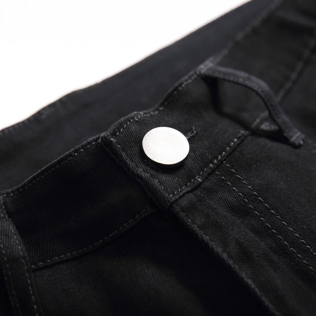 Pure black skinny micro elastic men's jeans 2025 autumn and winter New slim fit men's jeans fashion all-matching men's jeans