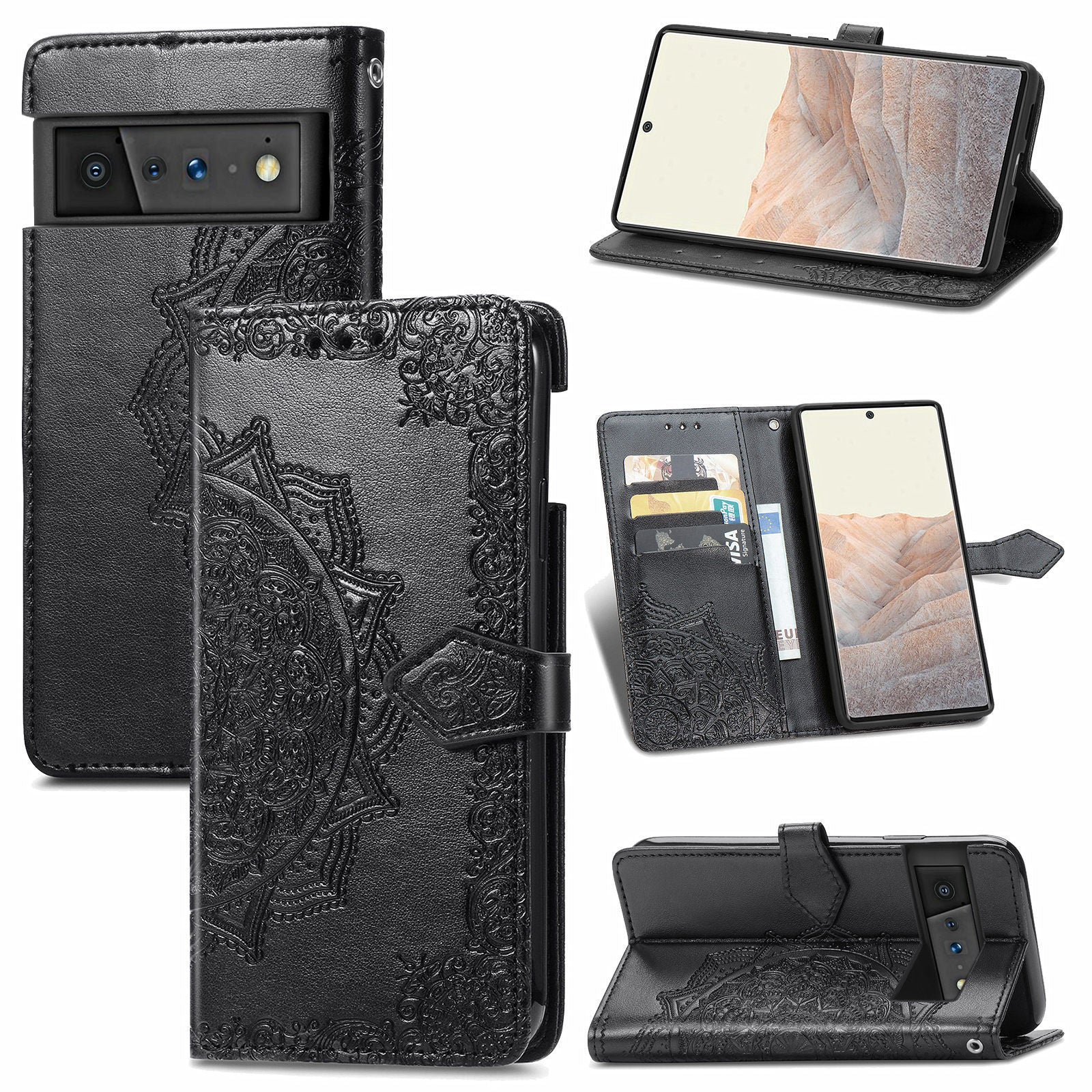 Applicable to Google pixel6 mobile phone leather case with card slot Google Pixel 6Pro flip leather printing leather case