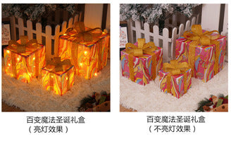Cross-border new Christmas decoration gift box three-piece set Christmas string light room decoration colored lights decoration lights