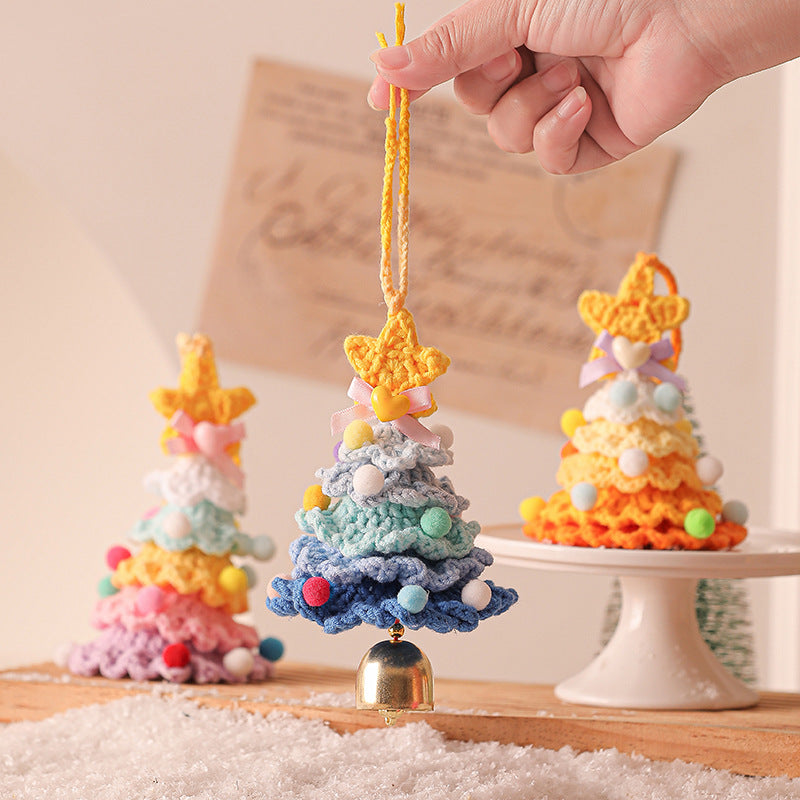 Exclusive for cross-border plush Christmas pendant wool crocheted Christmas tree small ornaments Christmas decoration automobile hanging ornament