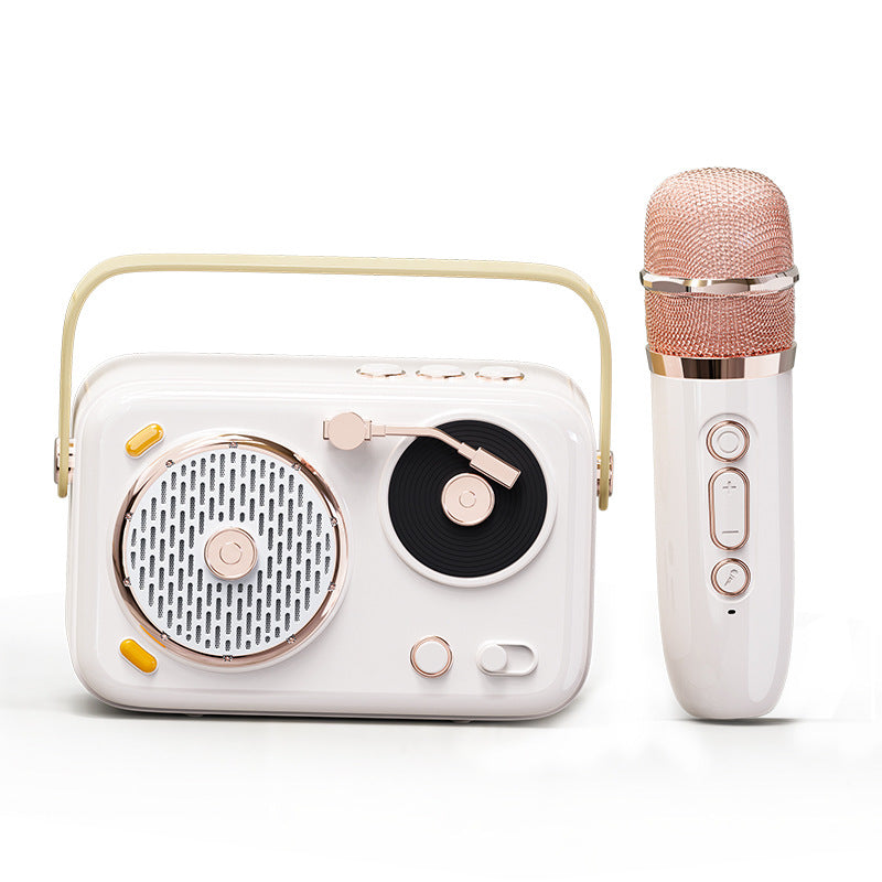 Retro Bluetooth Speaker singing audio all-in-one microphone karaoke EXTRA BASS Wireless microphone artifact Outdoor