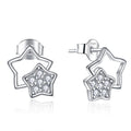 XINGX matching earrings s925 silver all-match double star zircon earrings earrings foreign trade cross-border jewelry silver accessories processing