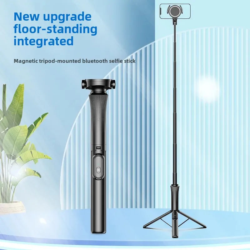 2024 New Bluetooth floor magnetic selfie stick mobile phone holder outdoor anti-shake PTZ