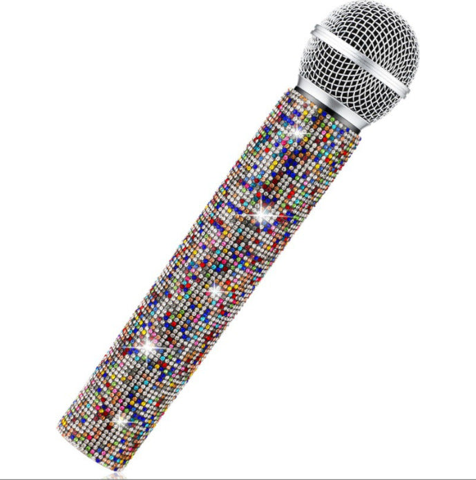Universal wireless microphone diamond set stage performance singer host rhinestone protective cover bar microphone diamond set