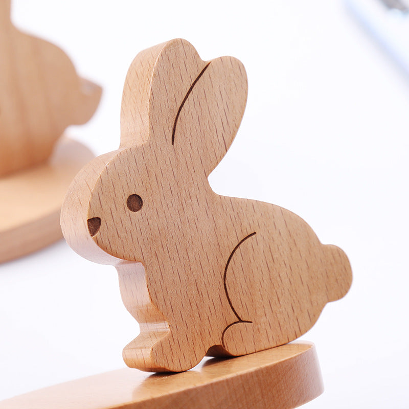 Solid wood flat panel support binge-watching watching TV cute creative mobile phone holder desktop phone holder wholesale engraved logo