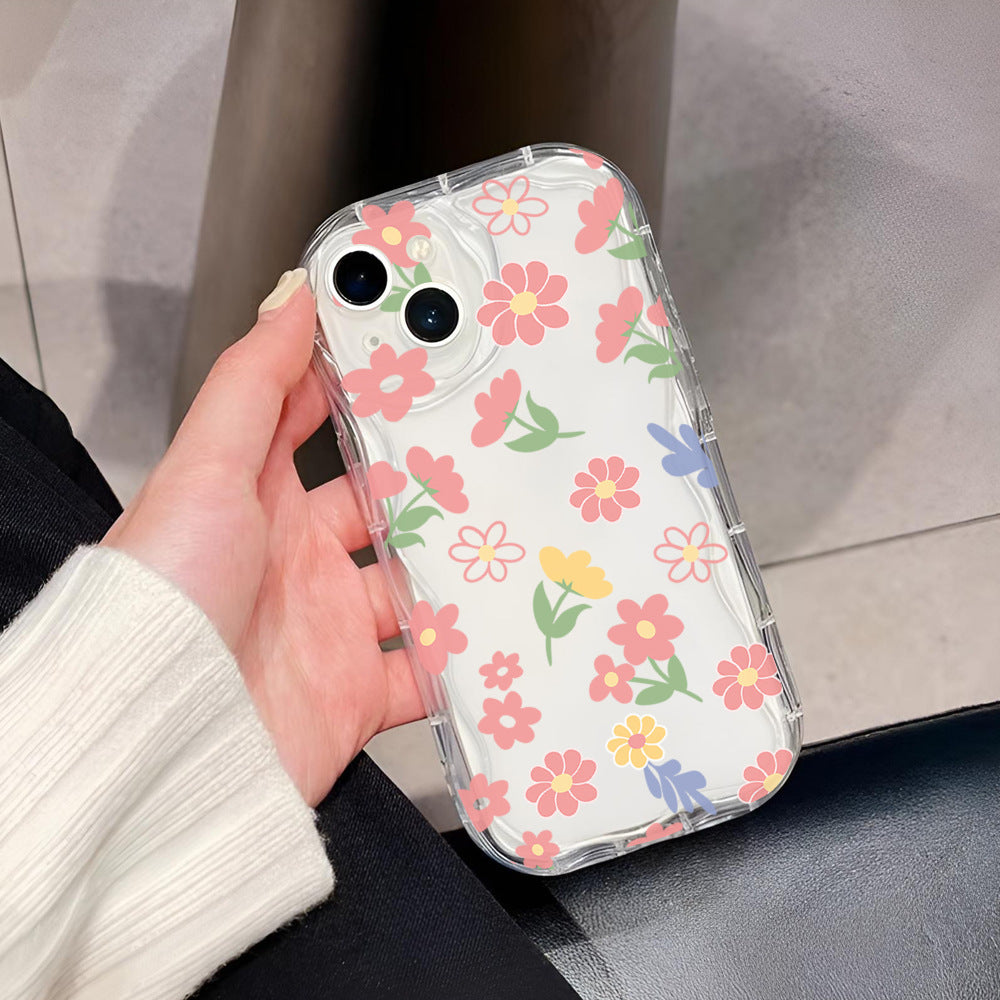 Phone case iPhone13 Apple 15pm fresh 14pro flower 12 transparent all-inclusive 11 mobile phone protective case