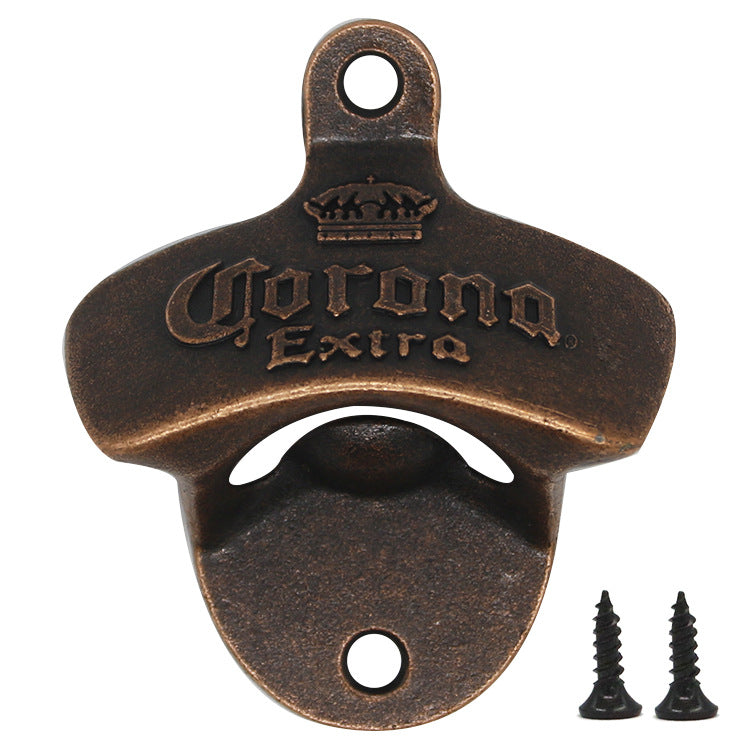 Cross-border supply creative wall-mounted fixed beer bottle opener Corona zinc alloy bottle opener