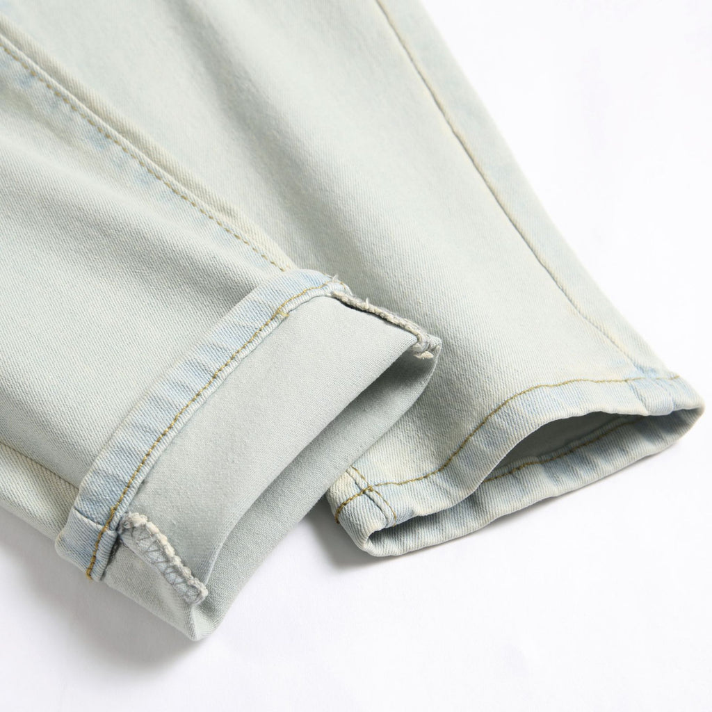 Foreign trade men's jeans high elastic ripped slim jeans men AliExpress men's jeans