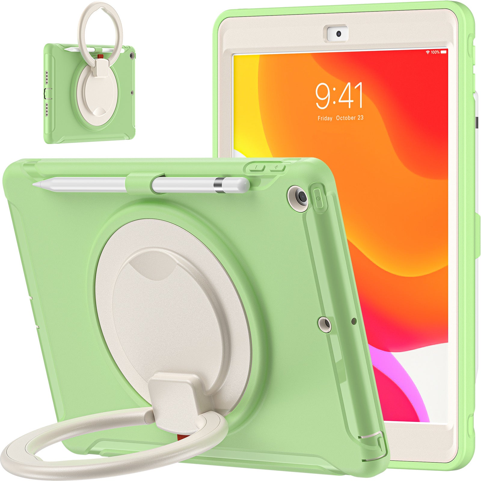 iPad 10.2 Apple tablet protective case with pen Sleeve 360 degrees handheld rotating bracket three-proof protective case