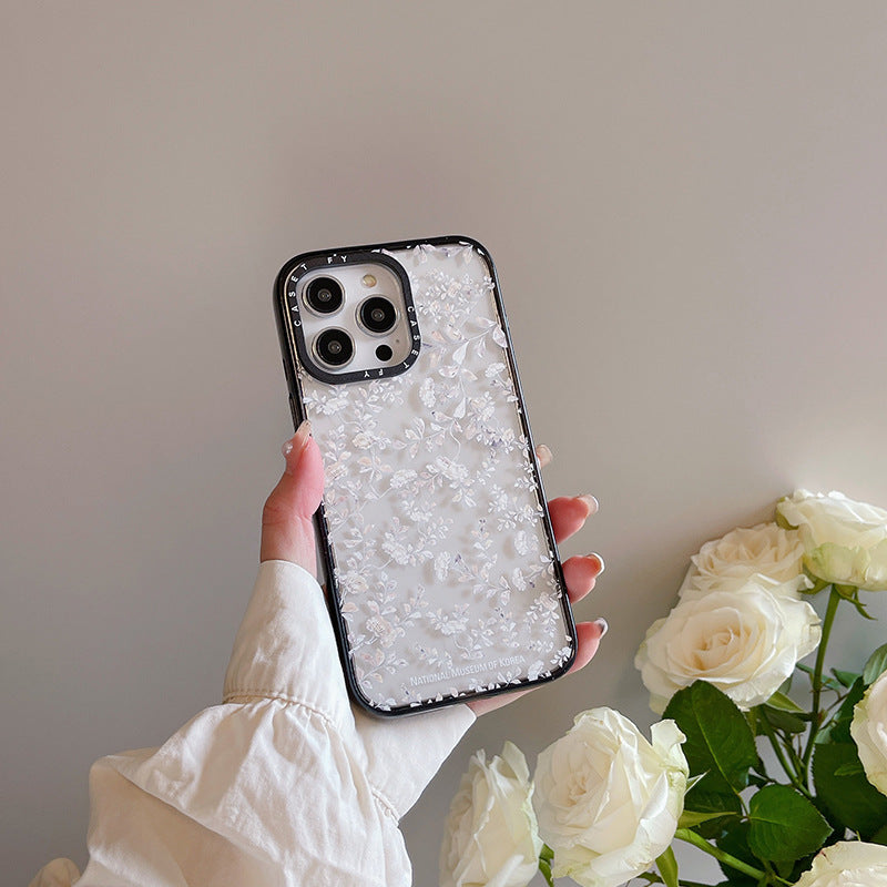 High edition Museum joint name pink floral for Apple iPhone15ProMax phone case 14/13 protection