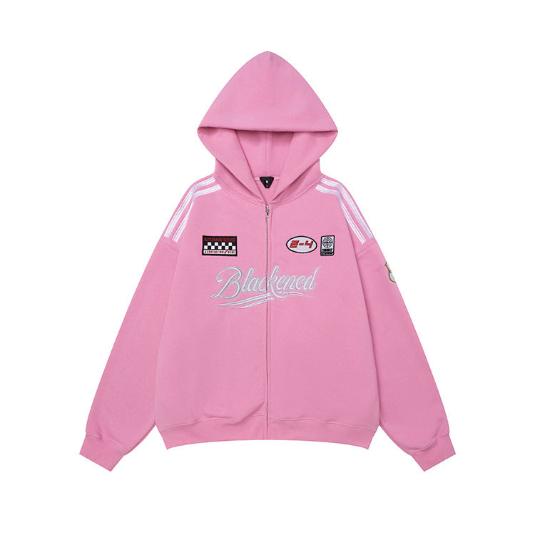 # OVDY original American top men's autumn and winter couple wear fashion brand fleece-lined hooded zipper sweatshirt coat men's clothing