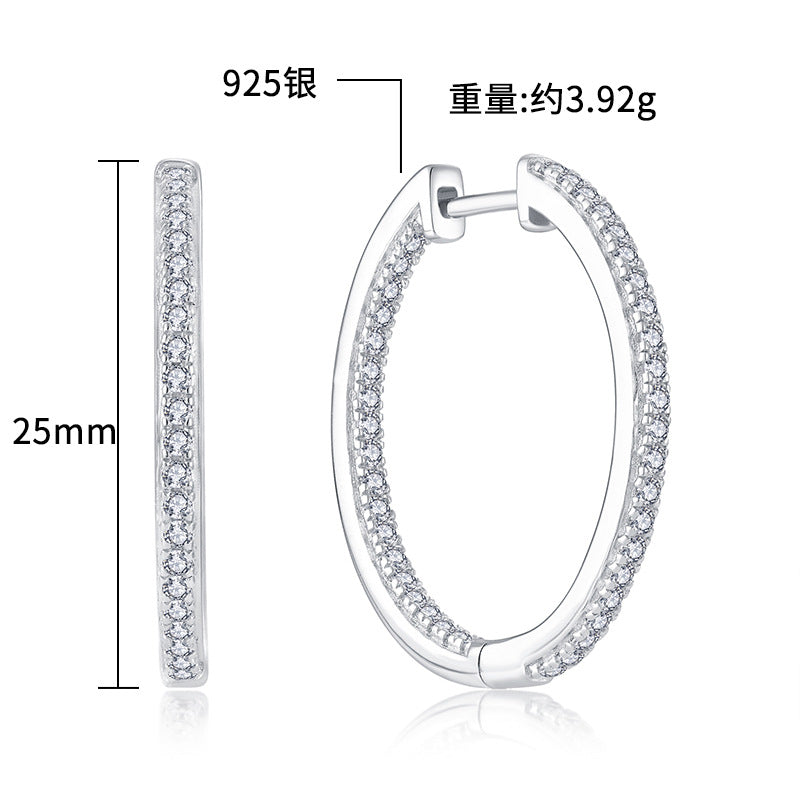 Earrings 925 sterling silver zircon eardrops earrings women's all-match light luxury foreign trade cross-border jewelry silver accessories processing