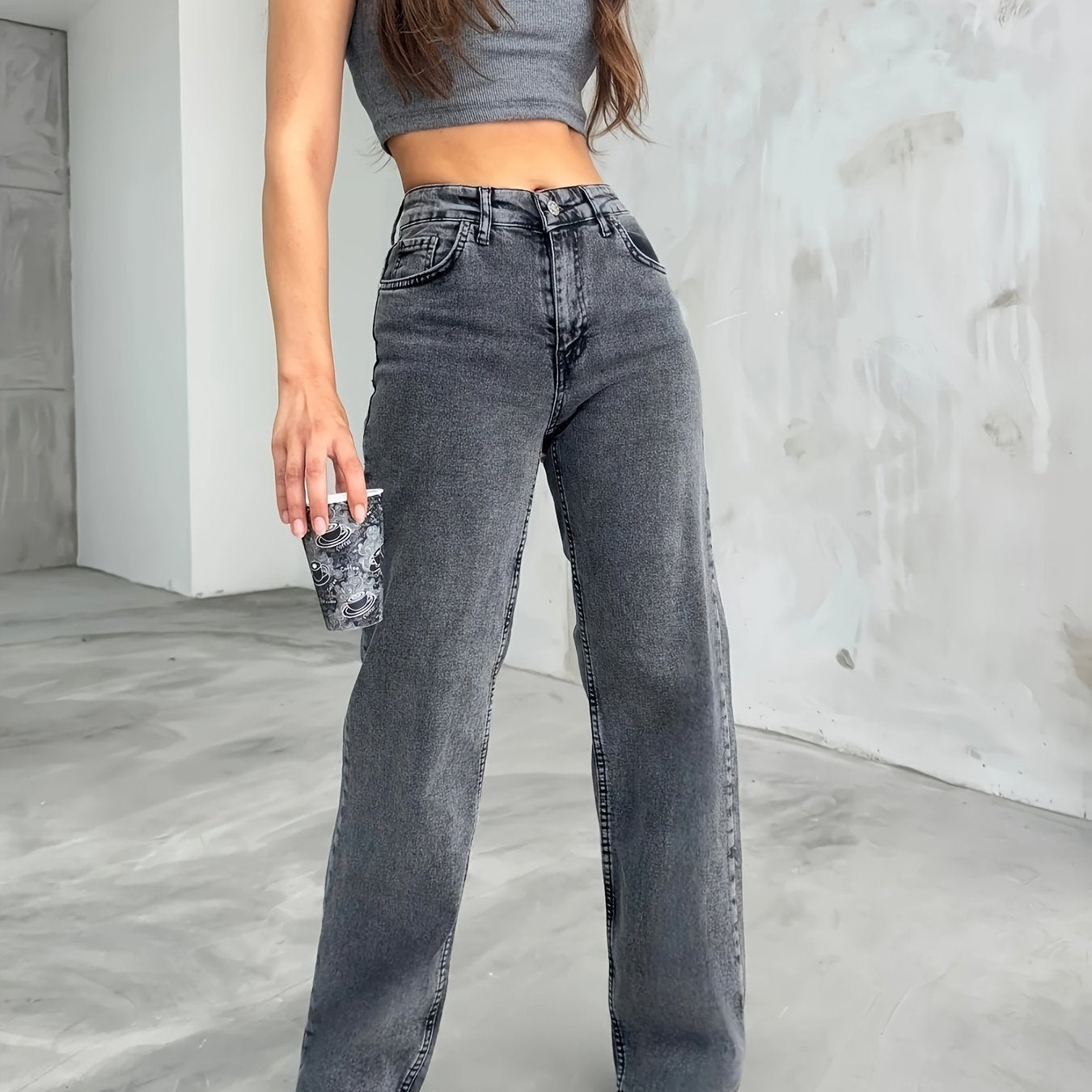High Waist Jeans Light Blue High Waist Straight Leg Jeans