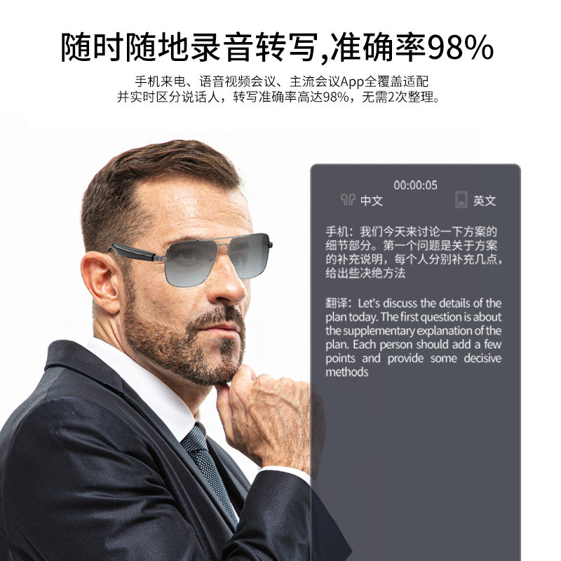 AI Smart Sunglasses – Real-Time Translation, Bluetooth Calling & Music