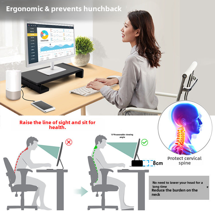 Laptop monitor elevated rack USB charging foldable desktop storage plastic rack elevated rack KM03