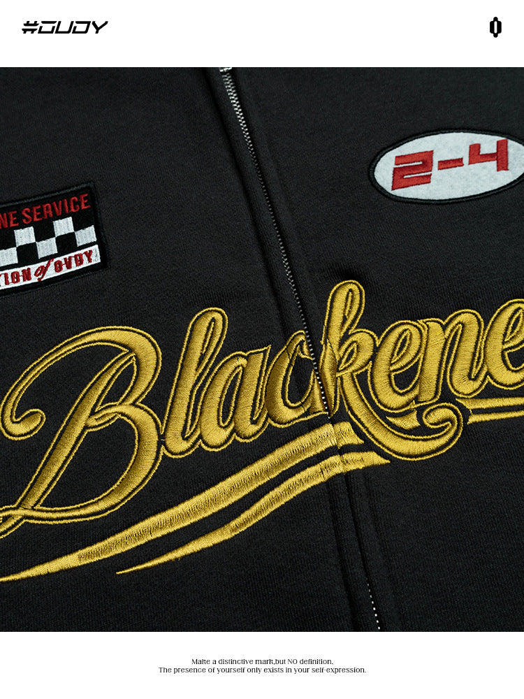 # OVDY original American top men's autumn and winter couple wear fashion brand fleece-lined hooded zipper sweatshirt coat men's clothing