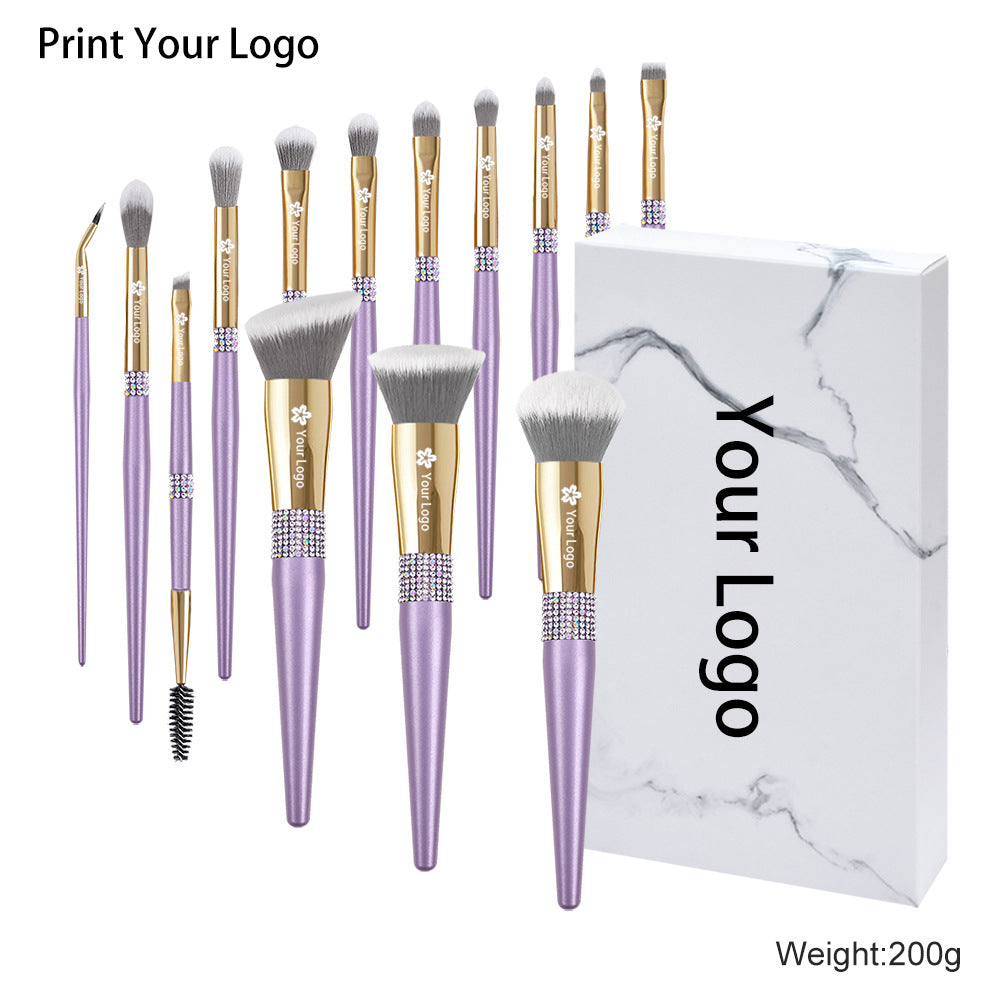 [Biyouyi new] 14 lilac purple makeup brushes suit full set of professional super soft fur makeup brushes cross-border