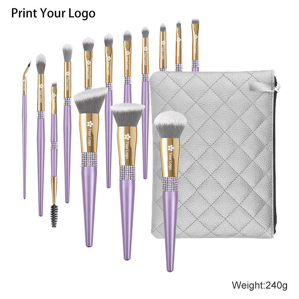 [Biyouyi new] 14 lilac purple makeup brushes suit full set of professional super soft fur makeup brushes cross-border