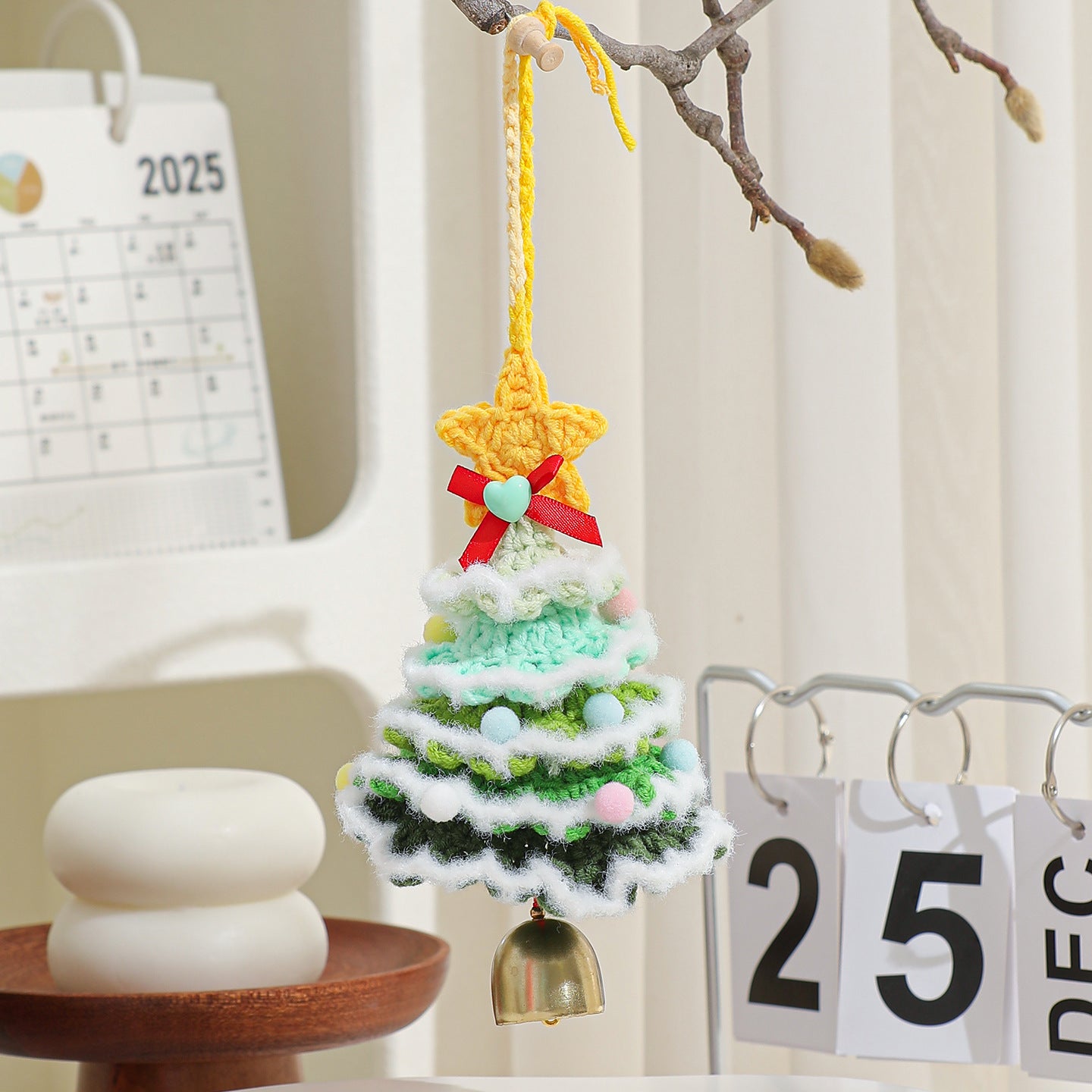 Exclusive for cross-border plush Christmas pendant wool crocheted Christmas tree small ornaments Christmas decoration automobile hanging ornament