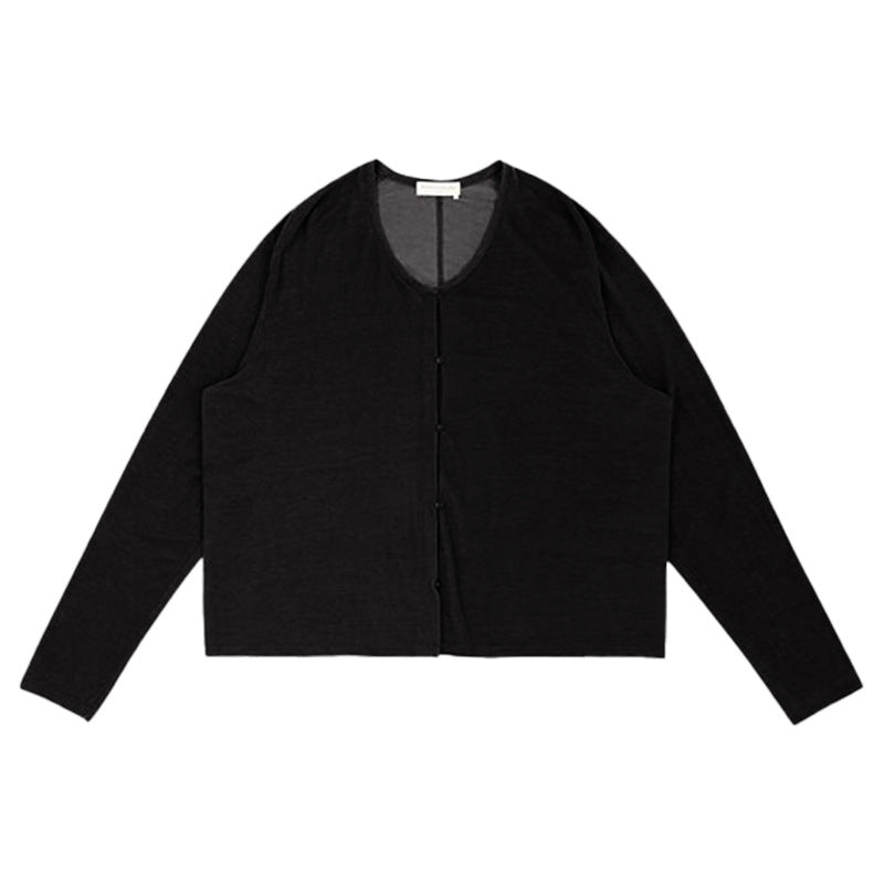 2025 spring and autumn simplicity solid color knitted cardigan pure cotton soft breathable round neck lightweight soft jacket long-sleeved women's clothing