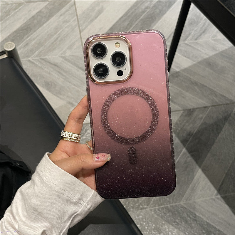 iPhone15Pro rhinestone gradient magnetic suction 13 for Apple 12 phone case 14Promax protective case 11 fairy