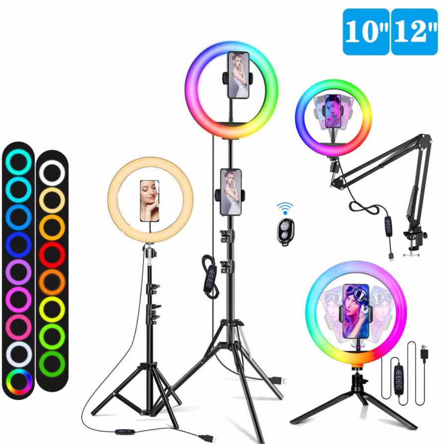 Exclusive for cross-border 10/12-inch RGB video live streaming fill light ring light beauty ring photography light in stock