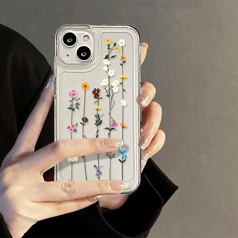 Fresh flowers for iPhone17PorMax phone case 16Pro Apple 13/14 transparent 15 foreign trade 12